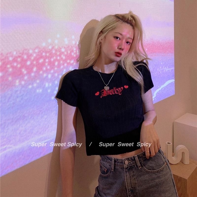 Áo Thun Nữ Tay Ngắn Thêu Chữ Phong Cách Hàn Quốc 2020 | BigBuy360 - bigbuy360.vn