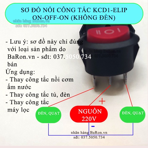 Công tắc bếp điện, nồi cơm, ấm nước hình OVAL, ELIP kcd1 loại 6A/250V 10A/150V