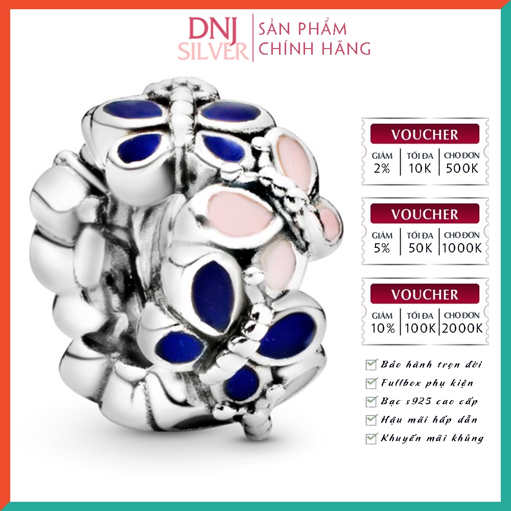 Charm bạc 925 cao cấp, hàng chuẩn bạc - Charm Butterflies Spacer thích hợp để mix vòng tay charm - DN283