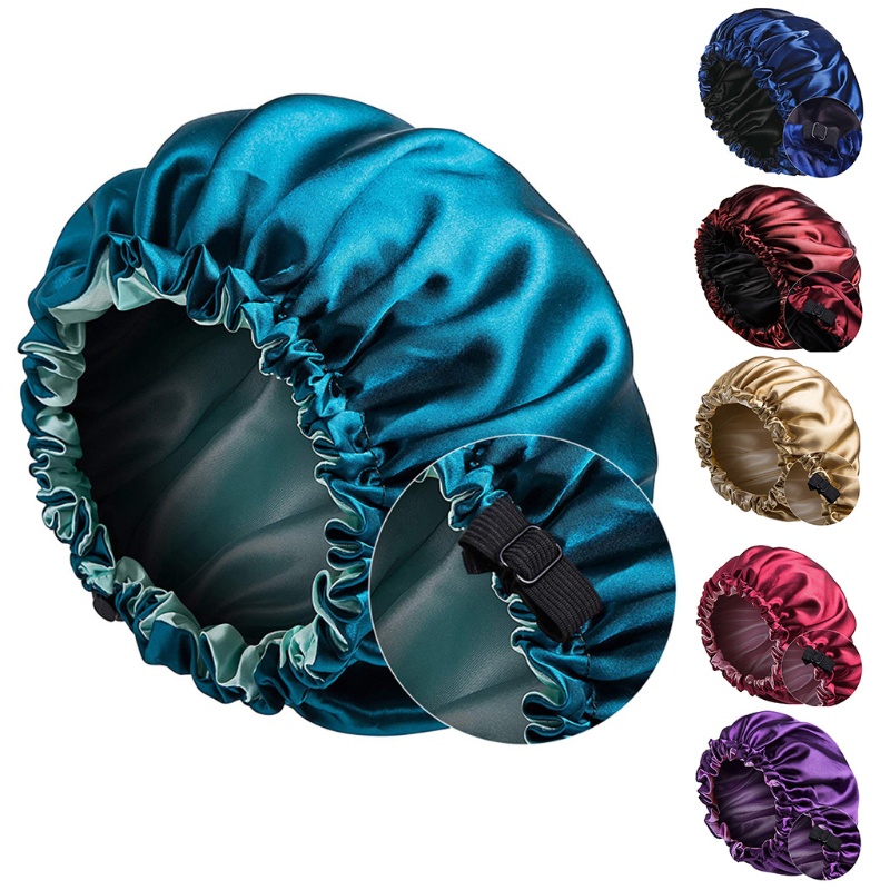 Mũ Ngủ Satin Hai Lớp Có Thể Điều Chỉnh Kích Thước