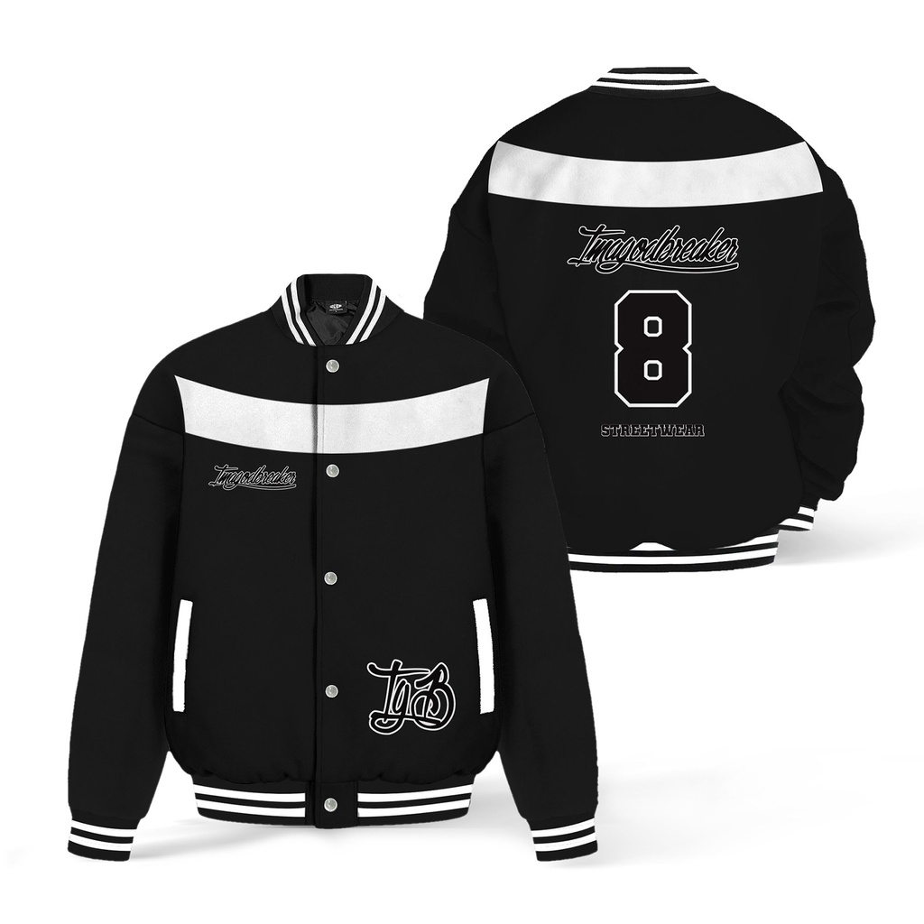 Black White 8 Varsity Áo Khoác Số 8 Đen Trắng iMA God Breaker Local Brand