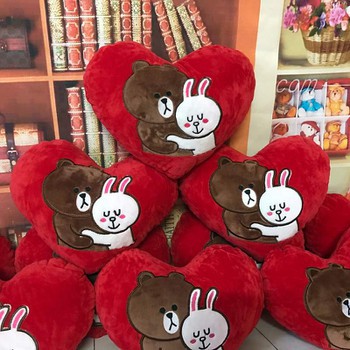 Thú bông gấu bông trái tim line brown & cony