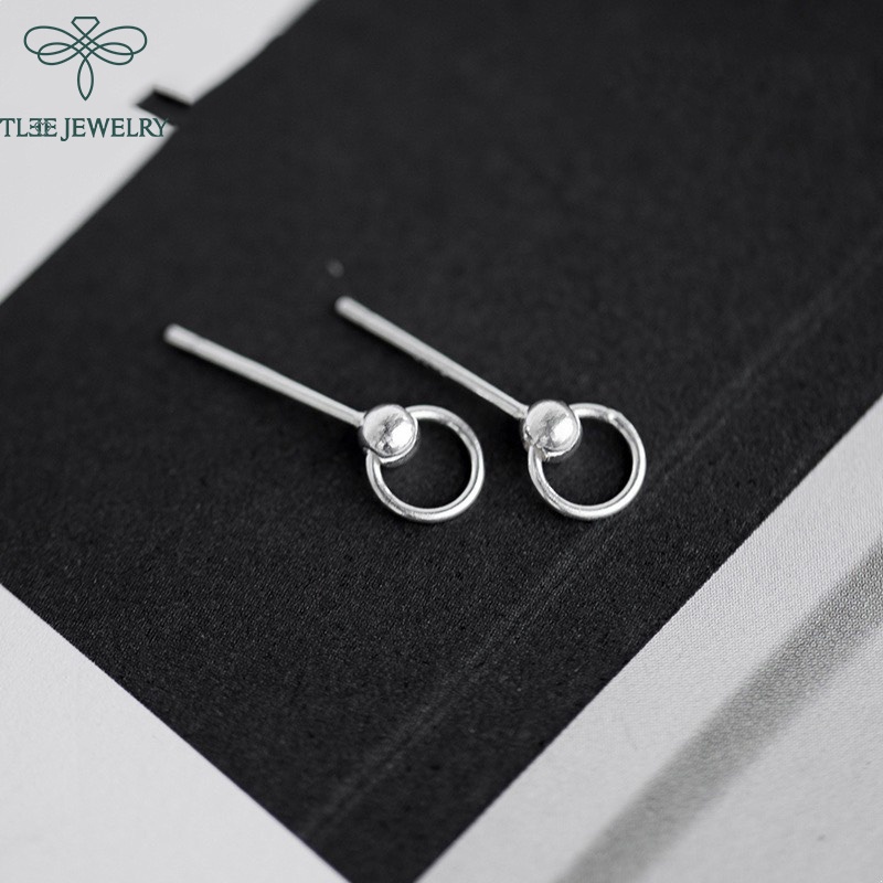Khuyên tai bạc nữ TLEE tròn bi nhỏ nhắn basic TleeJewelry B0211