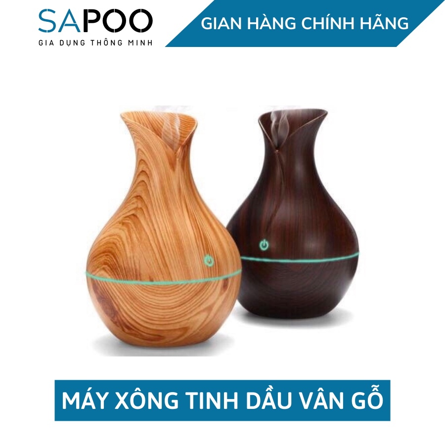 Máy xông tinh dầu, phun sương tạo ẩm vân gỗ dung tích 150ml cao cấp - Gia Dụng SAPOO