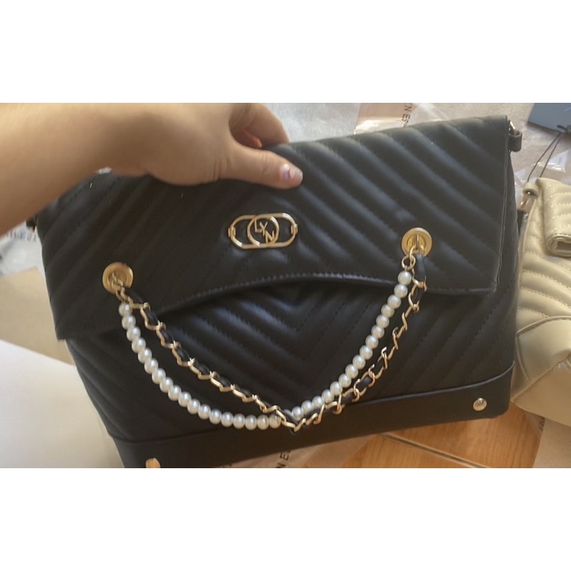 Túi xách tay nữ chần da Ly.n bags Lyn dây hạt bẹt siêu xinh