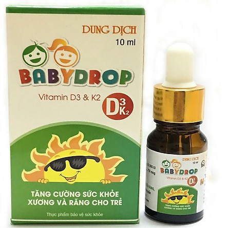 Baby Drop D3K2 - Bổ sung vitamin D3, K2 Giúp tăng cường hấp thu Canxi cho cơ thể. Hỗ trợ giảm nguy cơ còi xương ở trẻ