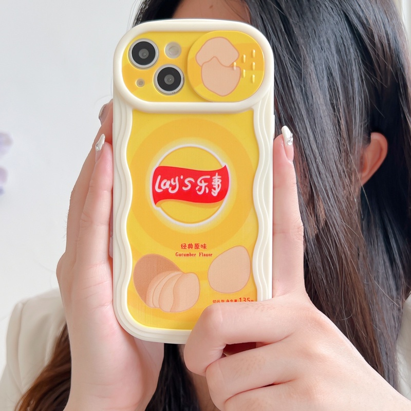 Ốp Điện Thoại Silicon Có Nắp Trượt Hình Khoai Tây Chiên Cho iPhone 12 13 11 PRO MAX XR 11 12 PRO 13 PRO MAX 14 14 PRO
