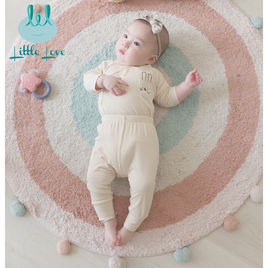 Bộ cài lệch Lil Little Love chất liệu vải tăm túi ngực 0-3/3-6M - Monnie Kids