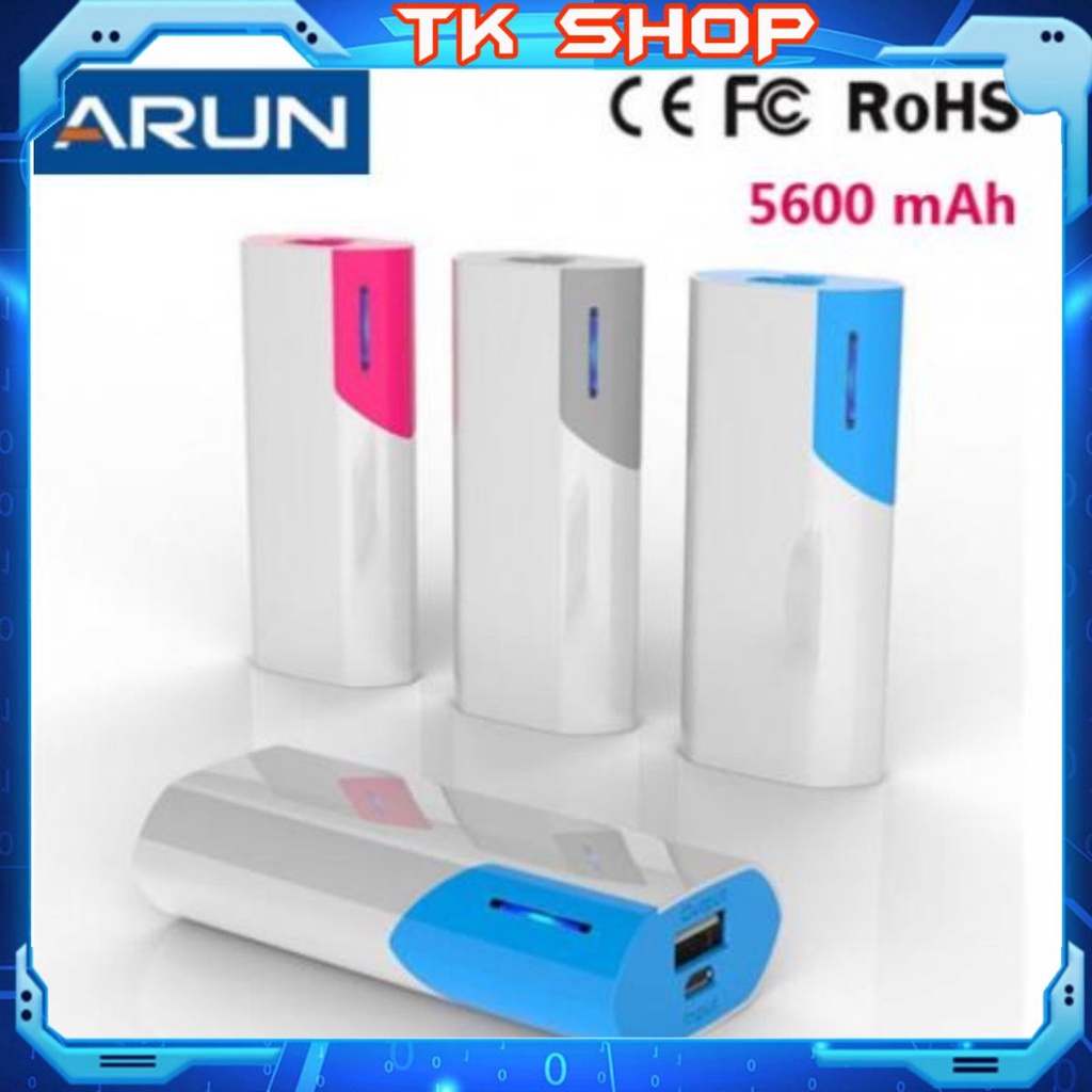 Sạc dự phòng giá rẻ Arun 5600 mẫu mới cho khả năng sạc nhanh với hiệu suất cao- Bảo hành 12 tháng -𝐓𝐊 𝐒𝐇𝐎𝐏