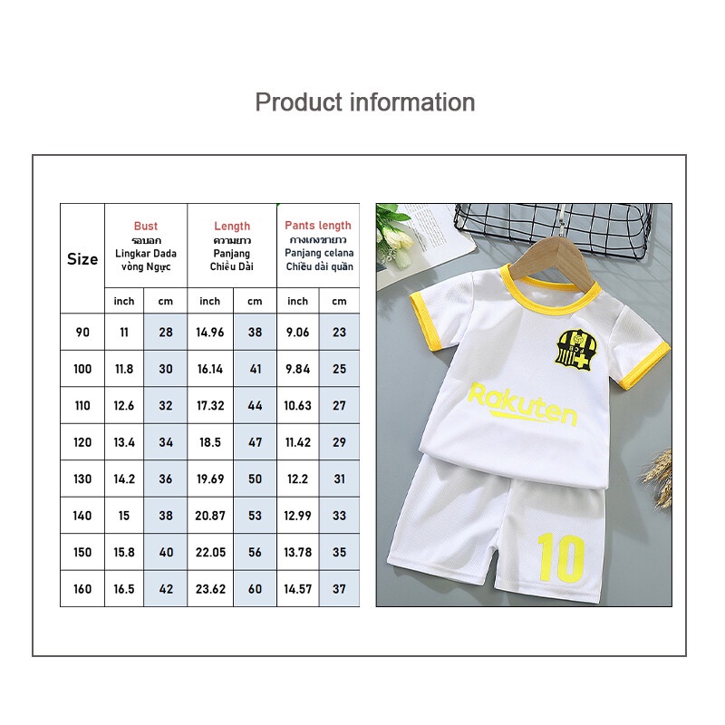 Bộ Đồ Đá Banh Ngắn Tay Thoáng Khí Dành Cho Bé 1-10 Tuổi