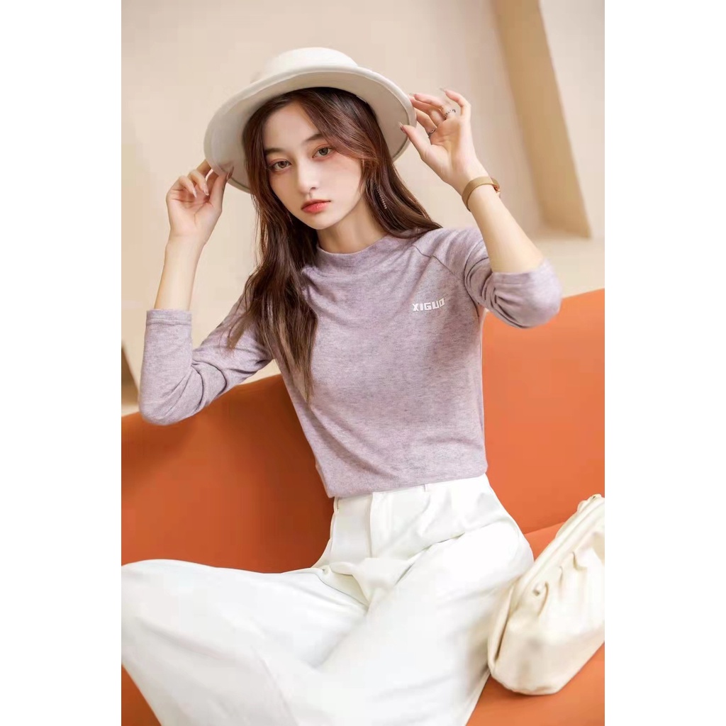 PVN34246 - Áo thun dáng suông tay dài màu trơn thời trang cho nữ T2