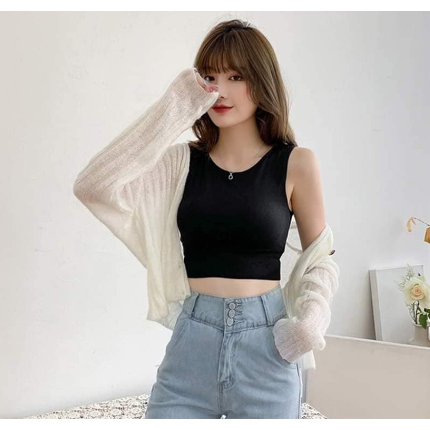 Áo croptop ôm body sexy cao cấp Bra nữ thun trơn thể thao sát nách đệm mỏng FSHOPP5