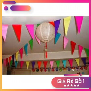 10m Cờ Dây Tam Giác - Cờ Đuôi Nheo Vải Satanh Trang Trí Lễ Hội, Xóm Làng