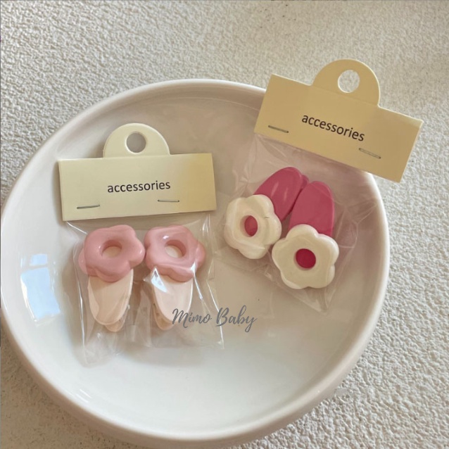 Set 2 kẹp tóc hình bông hoa dễ thương cho bé gái KT35 Mimo Baby