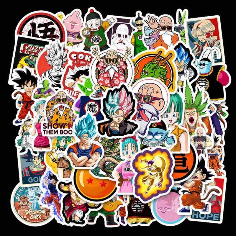 lanfy1 50Pcs/100Pcs Anime Dragon Ball Stickers Super Saiyan Goku Stickers Decal Snowboard Luggage Car Fridge Sticker