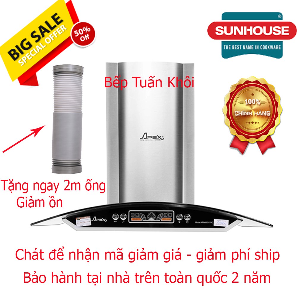 [Mã ELMS5 giảm 7% đơn 300K] Máy hút mùi Sunhouse APEX APB 6601-70C