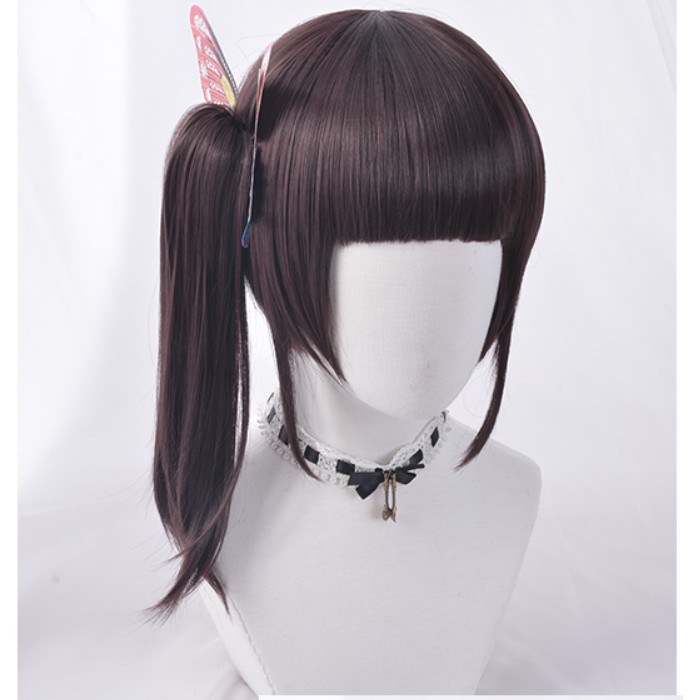 Wig/tóc giả cosplay Kanao Tsuyuri nâu đen Kimetsu no Yaiba demon slayer