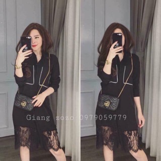 Đầm sơmi phối ren