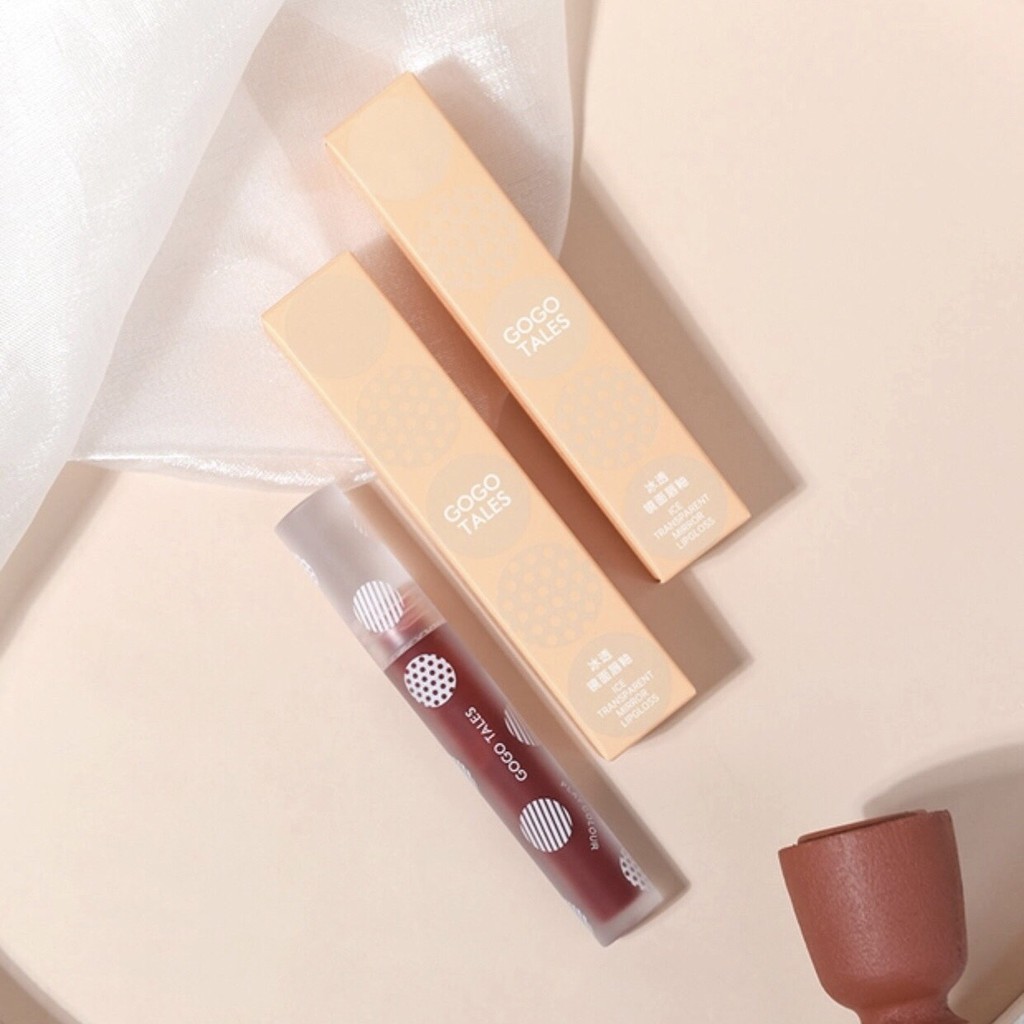 Son kem tint bóng đá băng Gogo Tales mềm môi căng mọng môi Ice Transparent Mirror Lipgloss GT240 GOGO75