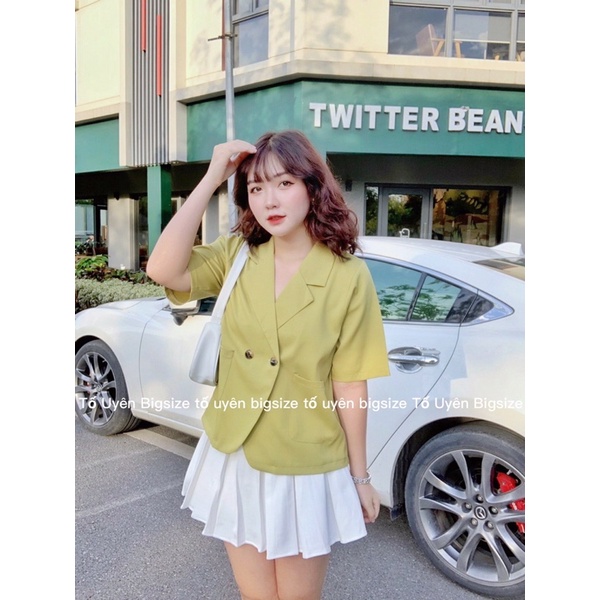 (T.U Bigsize 50-80kg) Áo Blazer Dáng Ngắn Cộc Tay Vạt Cong 1 Lớp #43