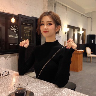 Áo len giữ nhiệt cho nữ thu đông dài tay cổ 3 phân dày dặn momome