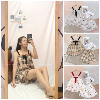 Đồ bộ 2 dây baby doll , ngực có bo chun chất lụa siêu mát