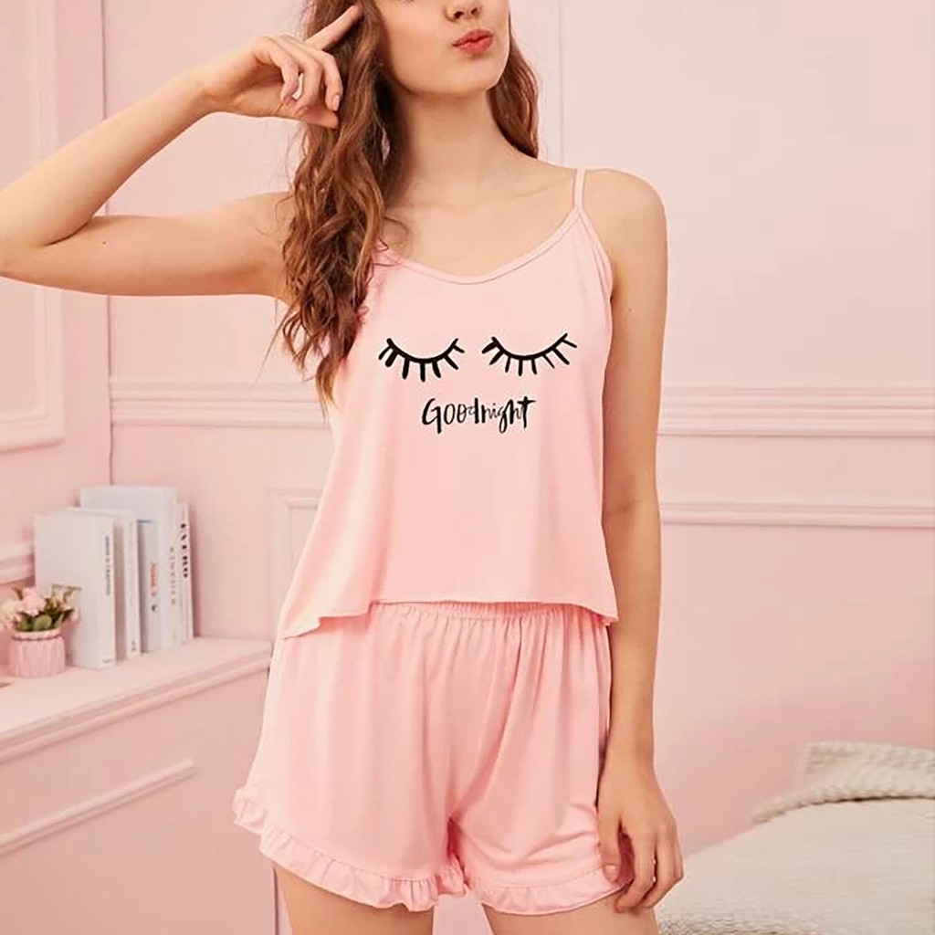 DB033 - Bộ đồ ngủ áo 2 dây quần đùi thun cotton và là đồ bộ mặc nhà, đi chơi dạo phố, đồ ngủ mùa hè dễ thương. Macmot