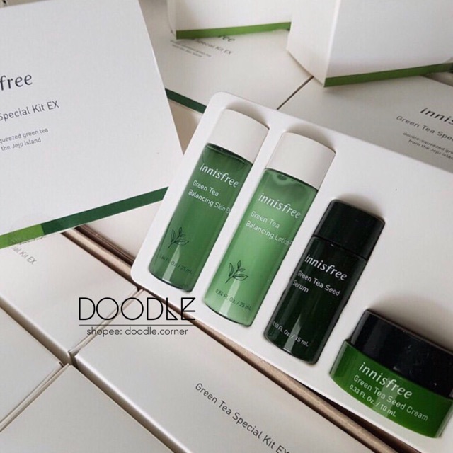 Kit phục hồi da mụn, cấp ẩm Innisfree Green Tea Special Kit EX 4 items phiên bản update 2019 (Có Sẵn)