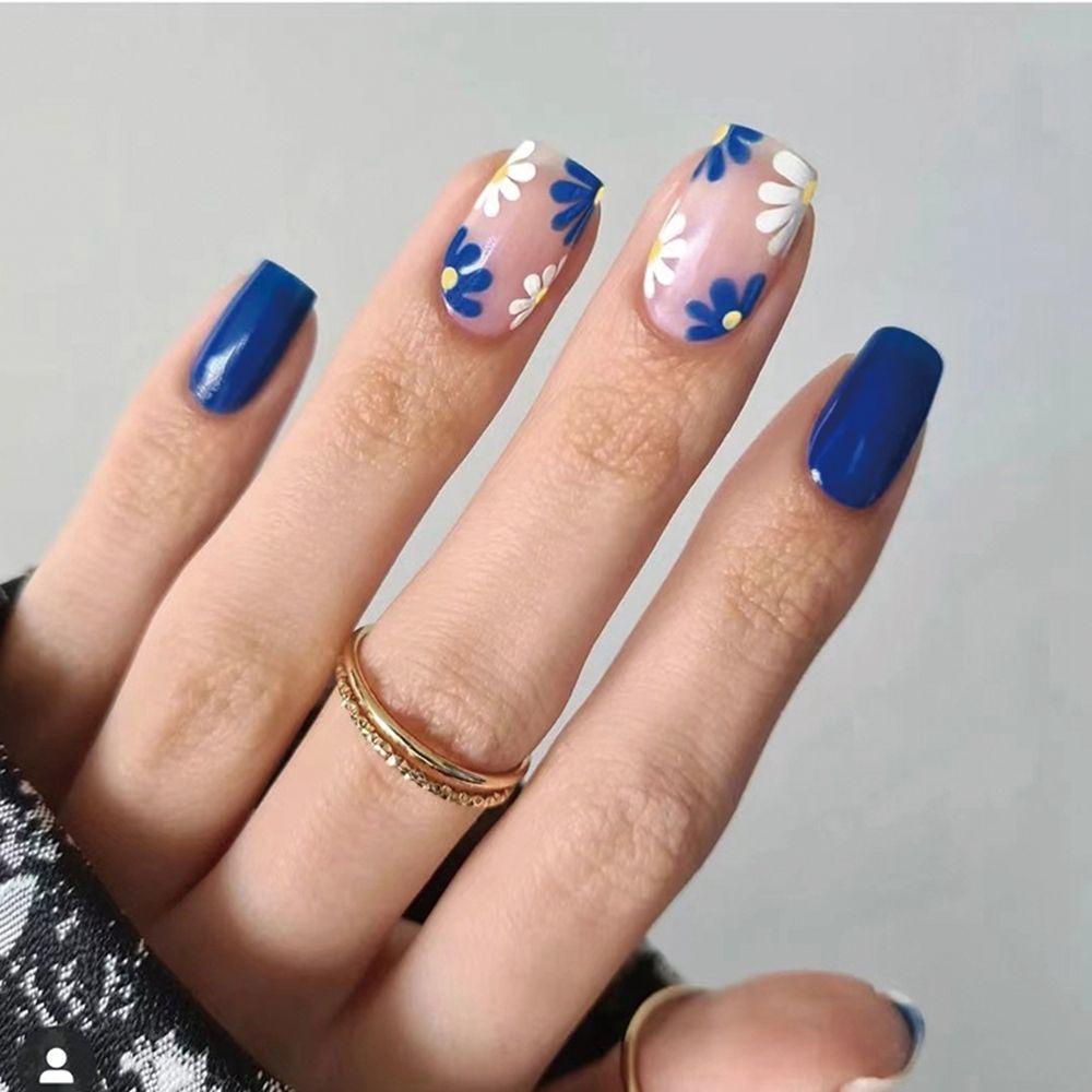 Bộ 24 Móng Tay Giả Đầu Vuông Dạng Nhấn Che Phủ Toàn Diện
