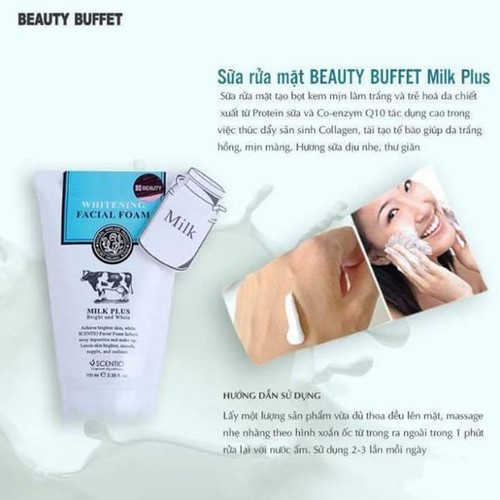 Sữa Rửa Mặt Con Bò Dưỡng Trắng Da Beauty Buffet Scentio Milk Plus 100ml [HÀNG NHẬP KHẨU THÁI LAN]