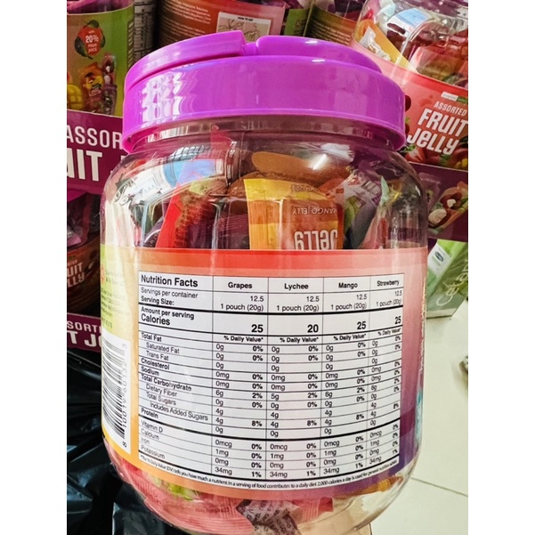 THẠCH RAU CÂU TRÁI CÂY Nguyên Chất ASSORTED NATURAL FRUIT JELLY - 4 Vị - 50 Gói - 1kg