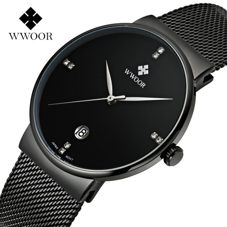 MT Đồng hồ nam WWOOR 8018 dây lưới máy mỏng Fullbox hàng hiệu 6 #8