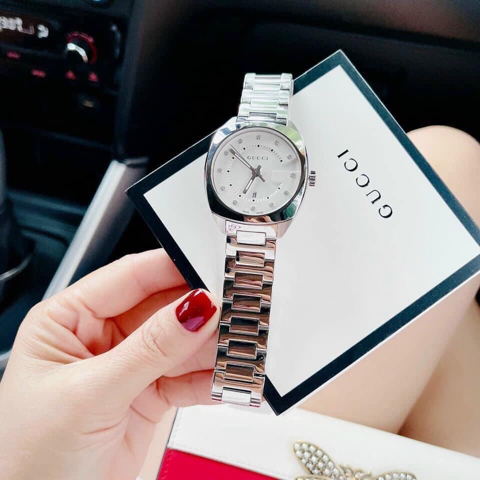 Đồng Hồ Nữ Gucci GG2570 White Dial Diamond Ladies Watch YA142504