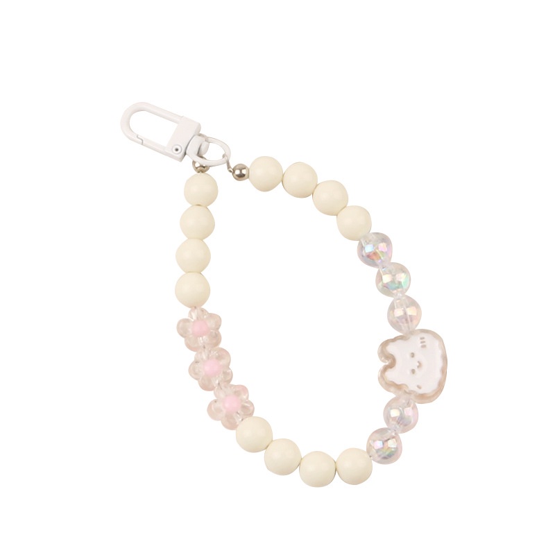 Vỏ Bọc Hộp Sạc Tai Nghe Chuỗi Hạt Tròn Màu Trơn Hình Thỏ Sáng Tạo