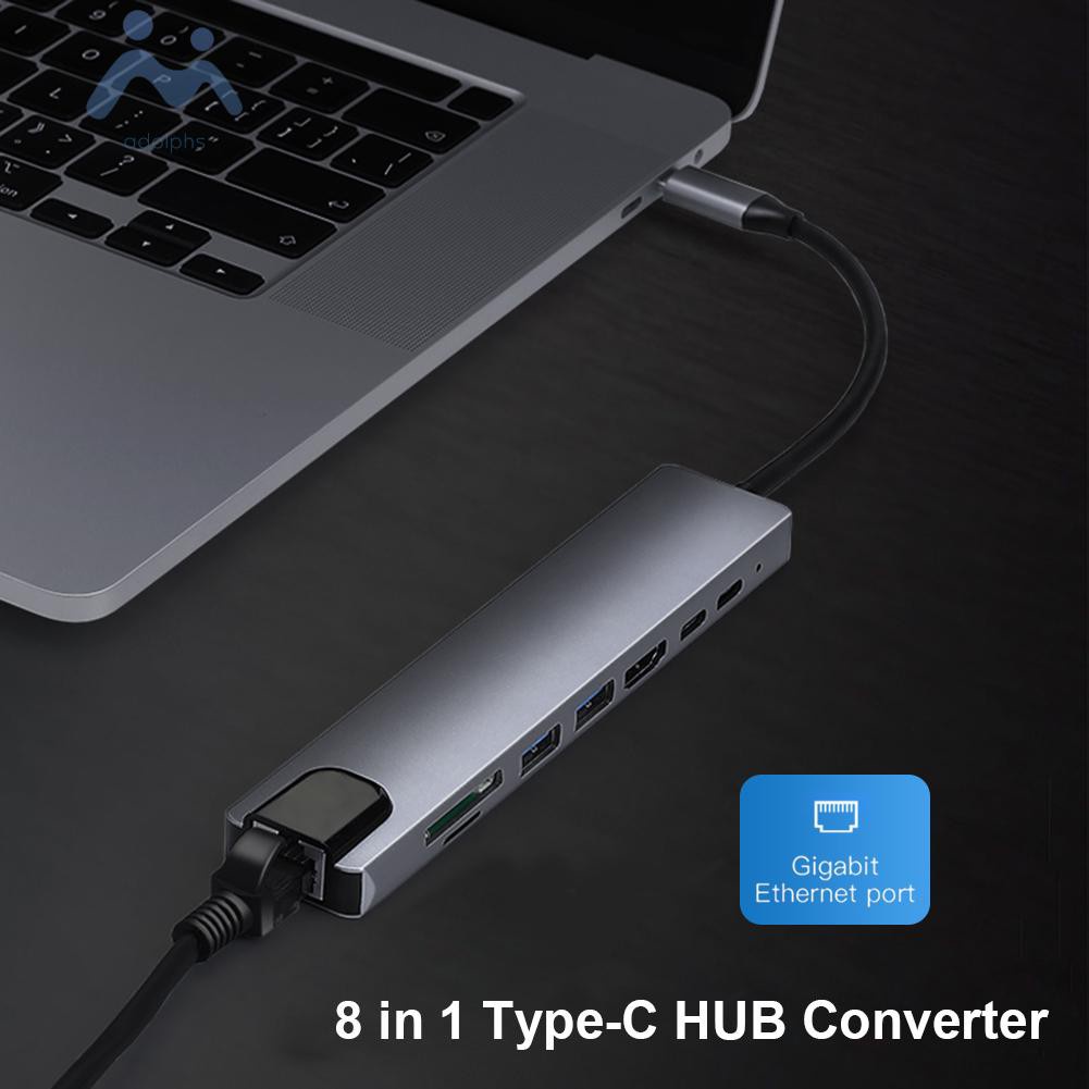 Bộ Chuyển Đổi 8 Trong 1 Usb-C Hub 4k Hdmi-Compatible 2 Usb3.0 Usb C Pd Sd / Tf Rj45 | BigBuy360 - bigbuy360.vn