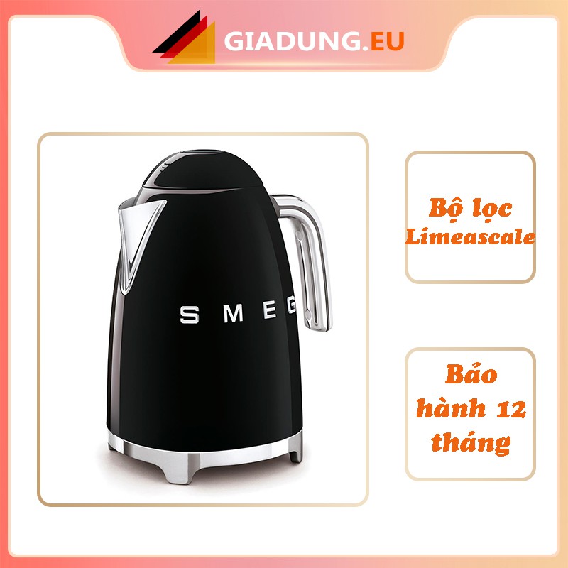 Ấm siêu tốc Smeg đen không chỉnh nhiệt