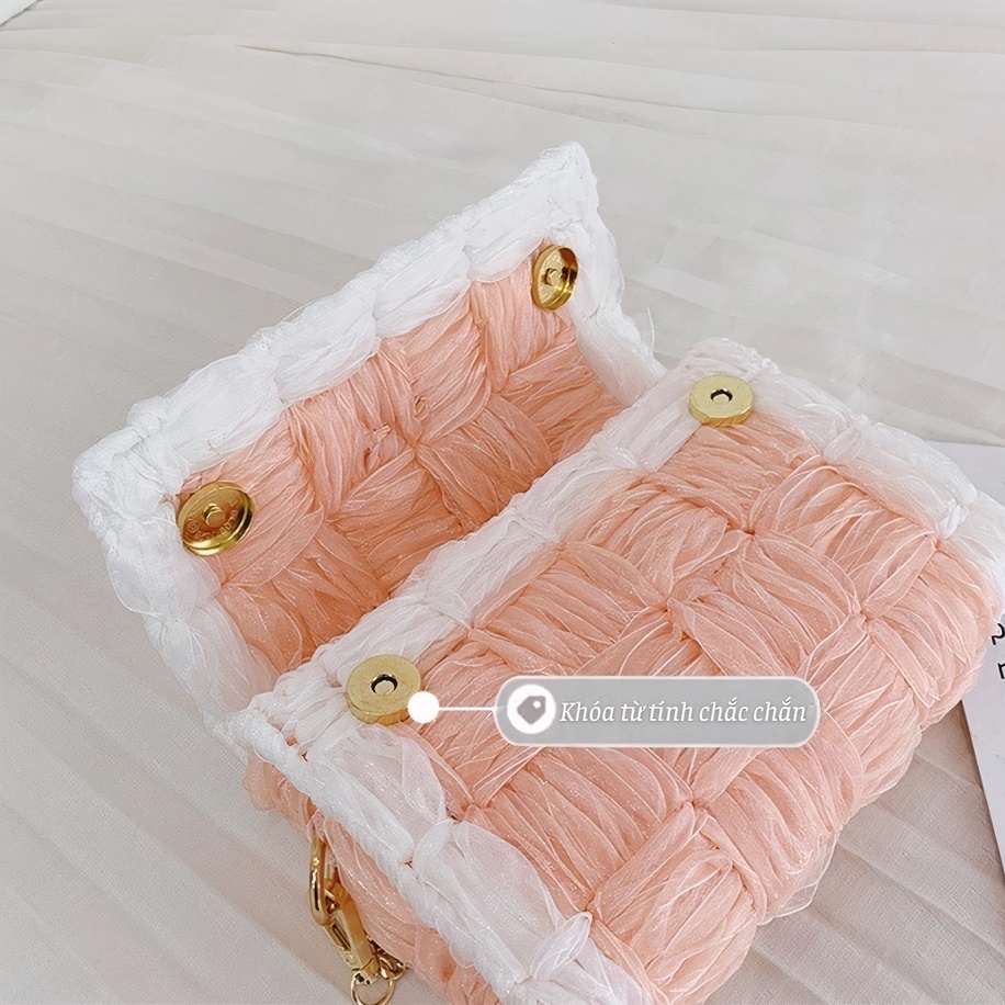 Túi tự đan handmade, túi đeo chéo ruy băng phối màu thời trang Hàn Quốc - Bộ phụ kiện đầy đủ LX303