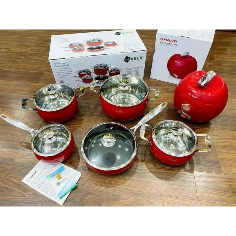 BỘ NỒI ARBER ĐỨC 5 MÓN CAO CẤP kèm ảnh thật hàng chính hãng