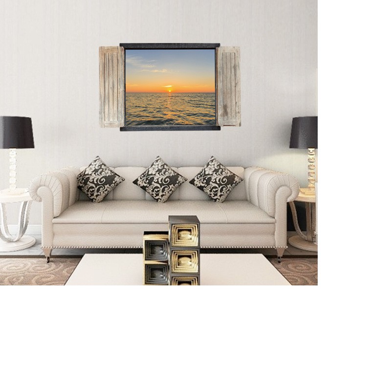 Decal Cửa sổ biển 3D AmyShop - decal dán tường đẹp