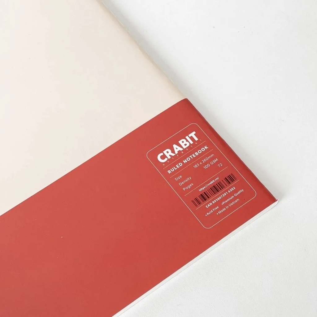 Vở may gáy 100gsm CRABIT ĐỎ kẻ ngang 72 trang - Tập học sinh, sinh viên B5 giá rẻ