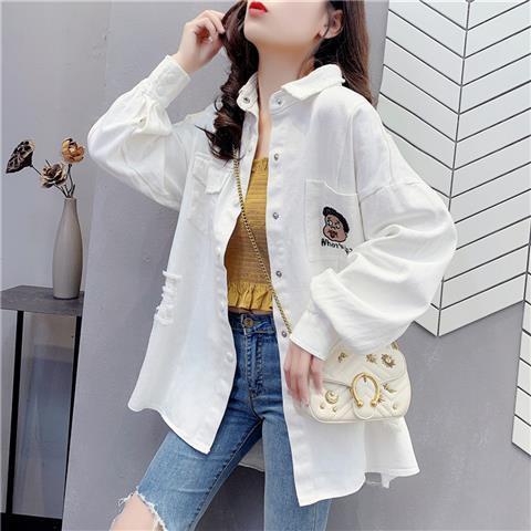 Áo Sơ Mi Denim Dài Tay Phong Cách Hàn Quốc Mới Cho Nữ