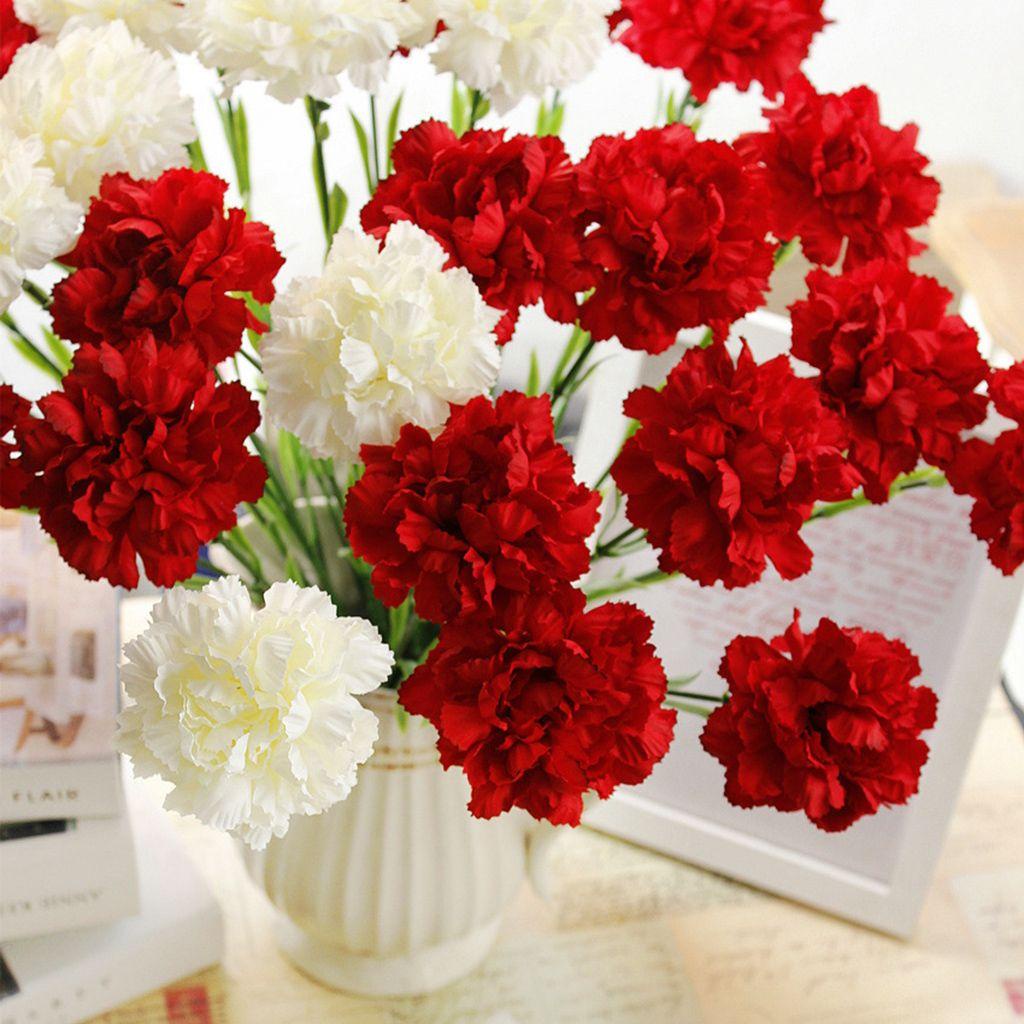 Hoa Cẩm Chướng Nhân Tạo Màu Sắc Tươi Sáng 50Cm Trang Trí Nhà Cửa / Tiệc Tùng