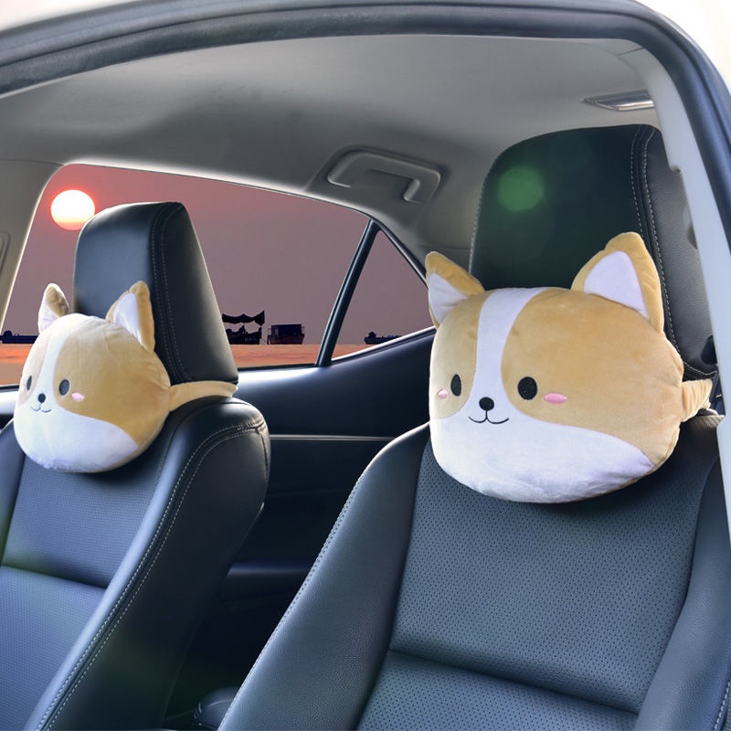 Bộ Gối Tựa Lưng Cho Xe Hơi Hình Chú Chó Corgi Đáng Yêu