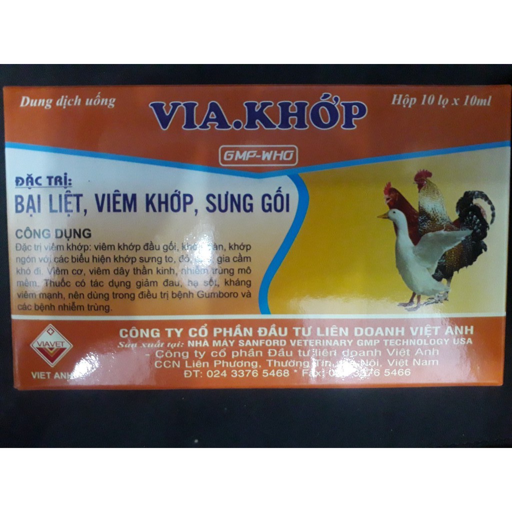 Via Kh. ớp lọ 10ml. Bạ,i liê.t gà, vi.êm khớ.p. Sư ng kh ớp