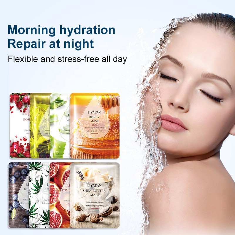 LIYAL'AN Organic Hydrating Natural Facial Sheet Mask  Whitening 10pcs