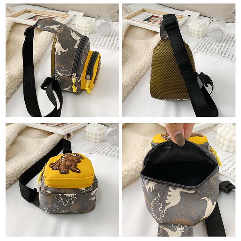 Túi ,balo mini đeo chéo khủng long cho bé trai, bé gái - Vải dù.