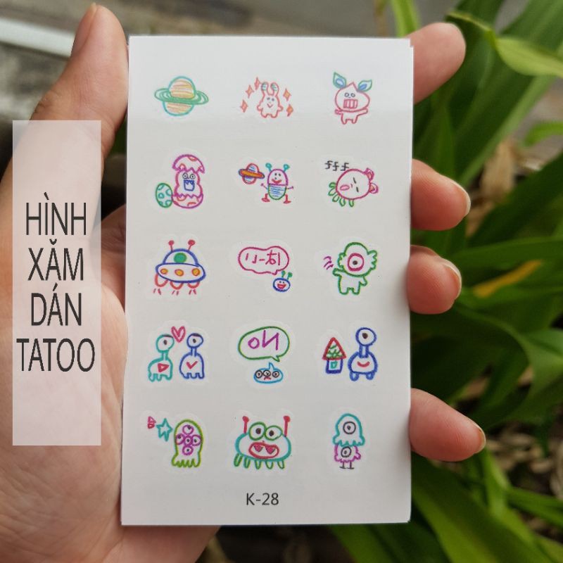 Hình xăm mini cartoon k28. Xăm dán tatoo mini tạm thời, size &lt;10x6cm