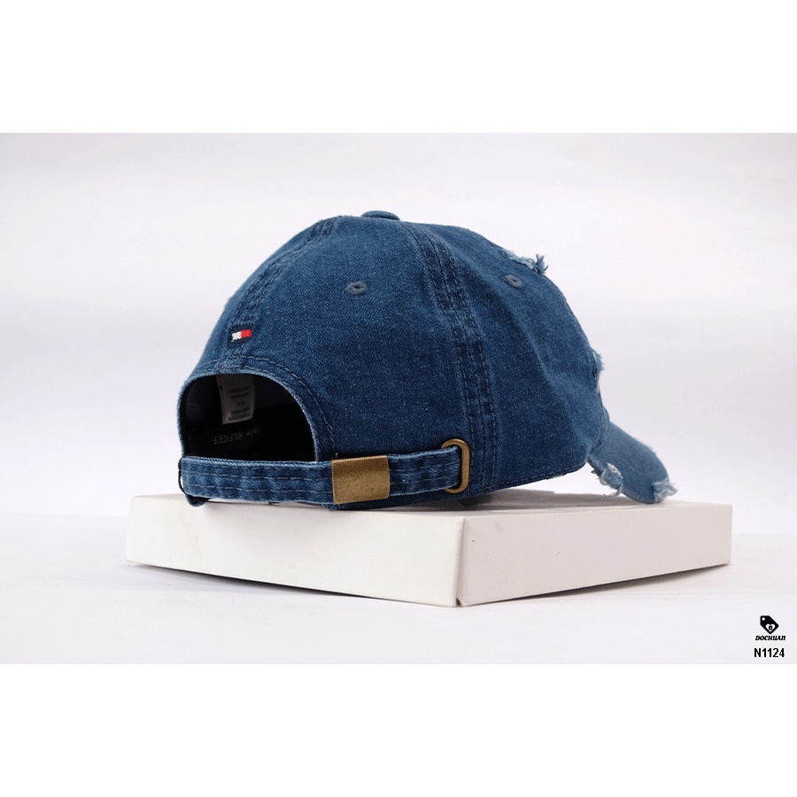 Nón kết Tommy jean logo chữ nhật rách viền Hilfiger, rách mũi nón N1124. Nón VNXK cá tính, bụi bặm.