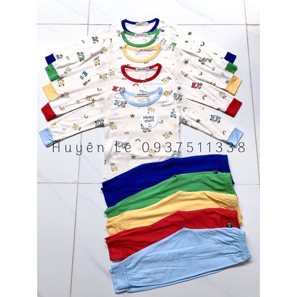 Bộ Dài Tay MINKY MOM THUN LẠNH in hình dễ thương cho bé -TH108