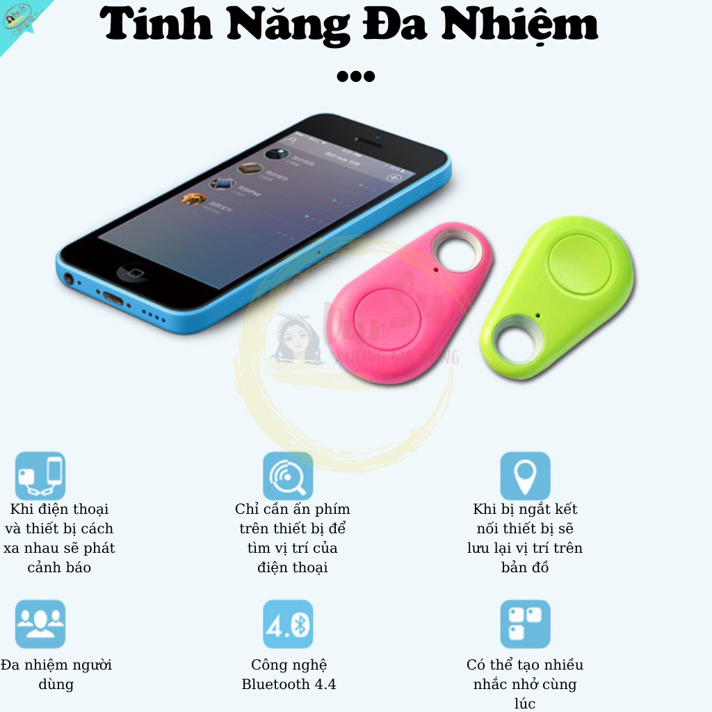 Móc Khóa Định Vị Chó Mèo Chip Định Vị Mini GPS Chống Thất Lạc Điện Thoại Chìa Khóa Xe Máy Kết Nối Bluetooth Dunsu